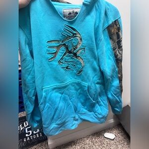 Legendary Whitetails Teal and Camouflage Men's Sweater